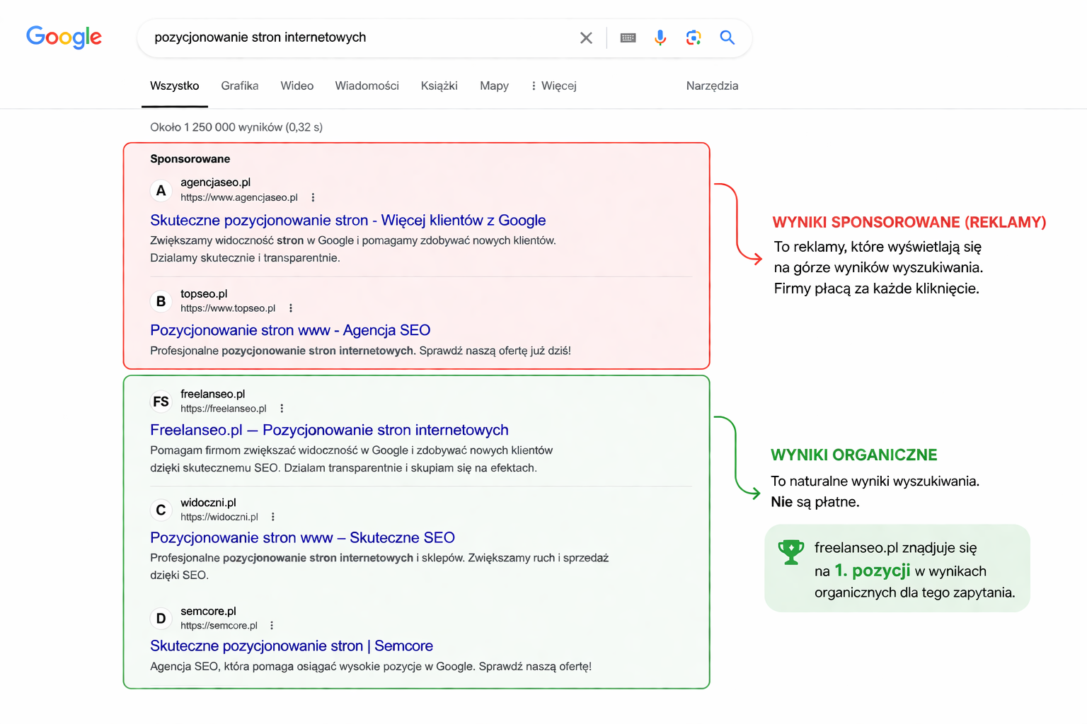 wyniki organiczne w google